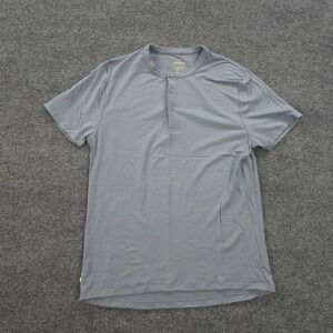 Olivers Shirt Mens Medium Blue Merino Wool Henley Base Layer Hunt Hike Outdoors